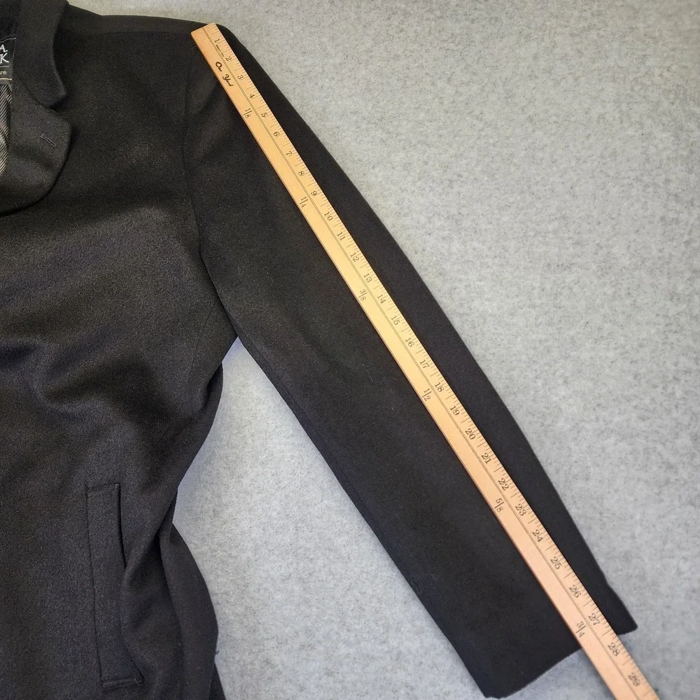 Jos A Bank Executive Men's‎ 46L LONG Black Wool Blend Tweed Overcoat Top Coat